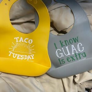 Kids Bib Set - Yellow and Gray